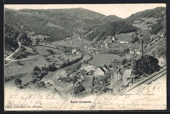 Cartoline postali: Saint-Ursanne, Teilansicht mit Strassenp – Usato da Berlin venduto da bartko-reher