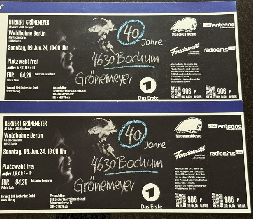 Tickets für Herbert Grönemeyer | Kaufen auf Ricardo