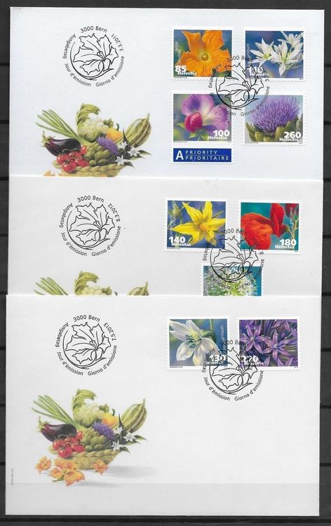 Tutti i francobolli: F1376 - 3 FDC Légumes en fleurs – Usato da Trélex venduto da Phil_Albert