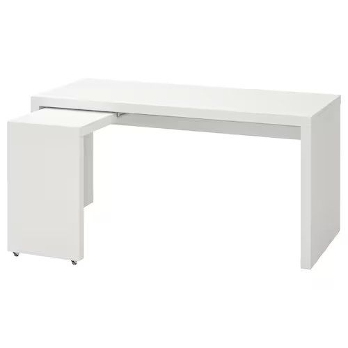 Ikea MALM Schreibtisch Mit Ausziehplatte, Weiss | Kaufen Auf Ricardo