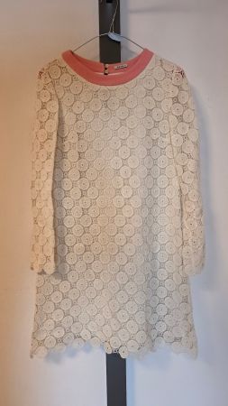 Miu Miu Spitzenkleid, creme/rosa, Gr. 34-36 – Designer-Kleid