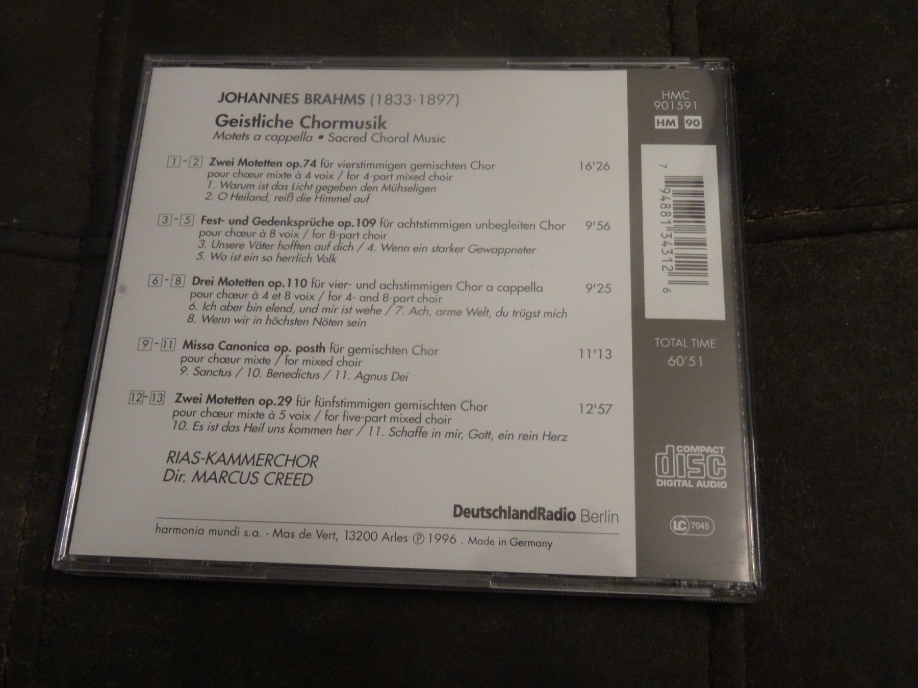 CD: Brahms Geistliche Chormusik Rias-Kammerchor CD – Usato da Olten venduto da Disc-Ausverkauf 1