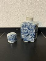 Dekorative Teedose aus China, blau-weiss