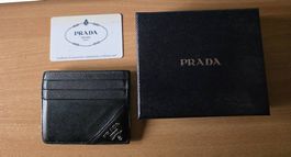 Porte carte Prada en cuir Saffiano noir