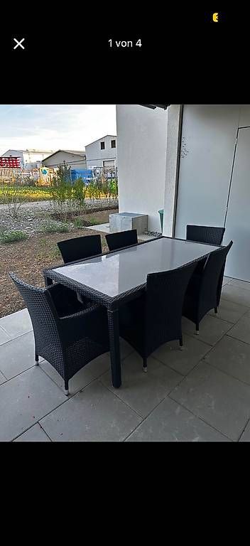 Tischset: Gartentisch mit sechs Stühlen schwarz – Gebraucht aus Dottikon von han_jp2h