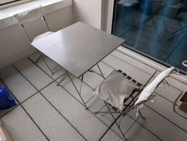 Gartentisch mit 2 Stühlen, 70x70x70 cm, Metall
