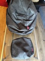 Lounge Pug Sitzsack Sessel + Fusshocker Vintage grau