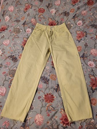 Jeans, 36, gelb-grün, straight fit
