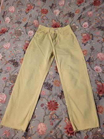 Jeans, 36, hellgelb/hellgrün, straight fit