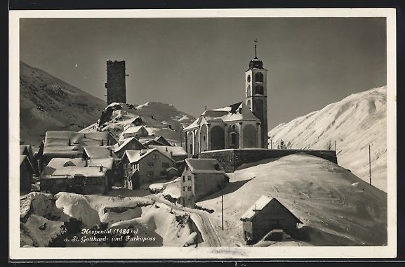 Cartoline postali: Hospental, Teilansicht unter Schneedecke – Usato da Berlin venduto da bartko-reher