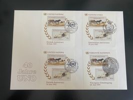 1985 / Onu Uno UN / NY Wien Genf / Grosses Trio FDC