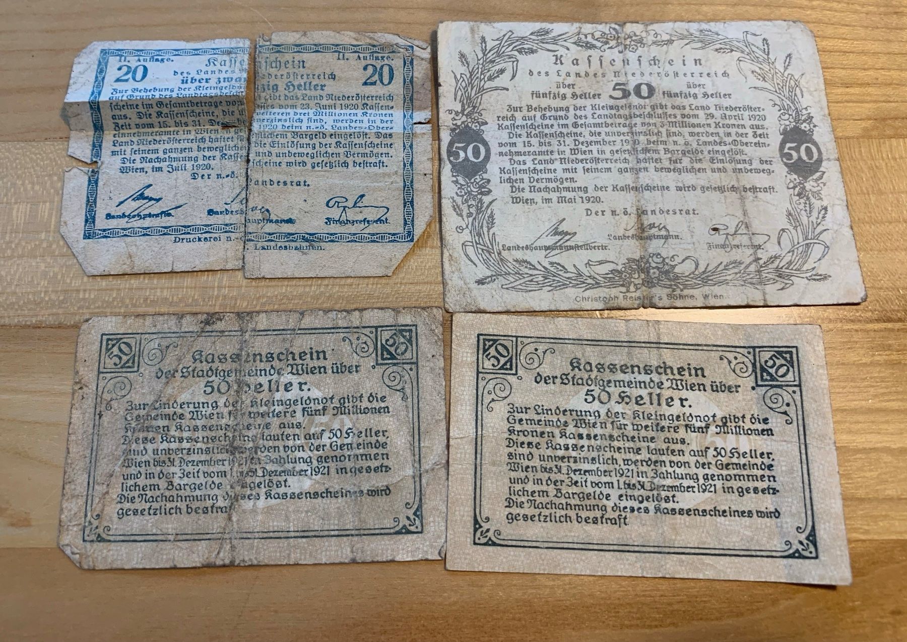 Banknoten: Kassenscheine Wien 1920 – Gebraucht aus Zürich von ruedigg 1