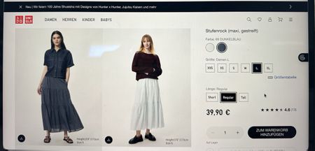 langer sommerrock von uniqlo, grösse l