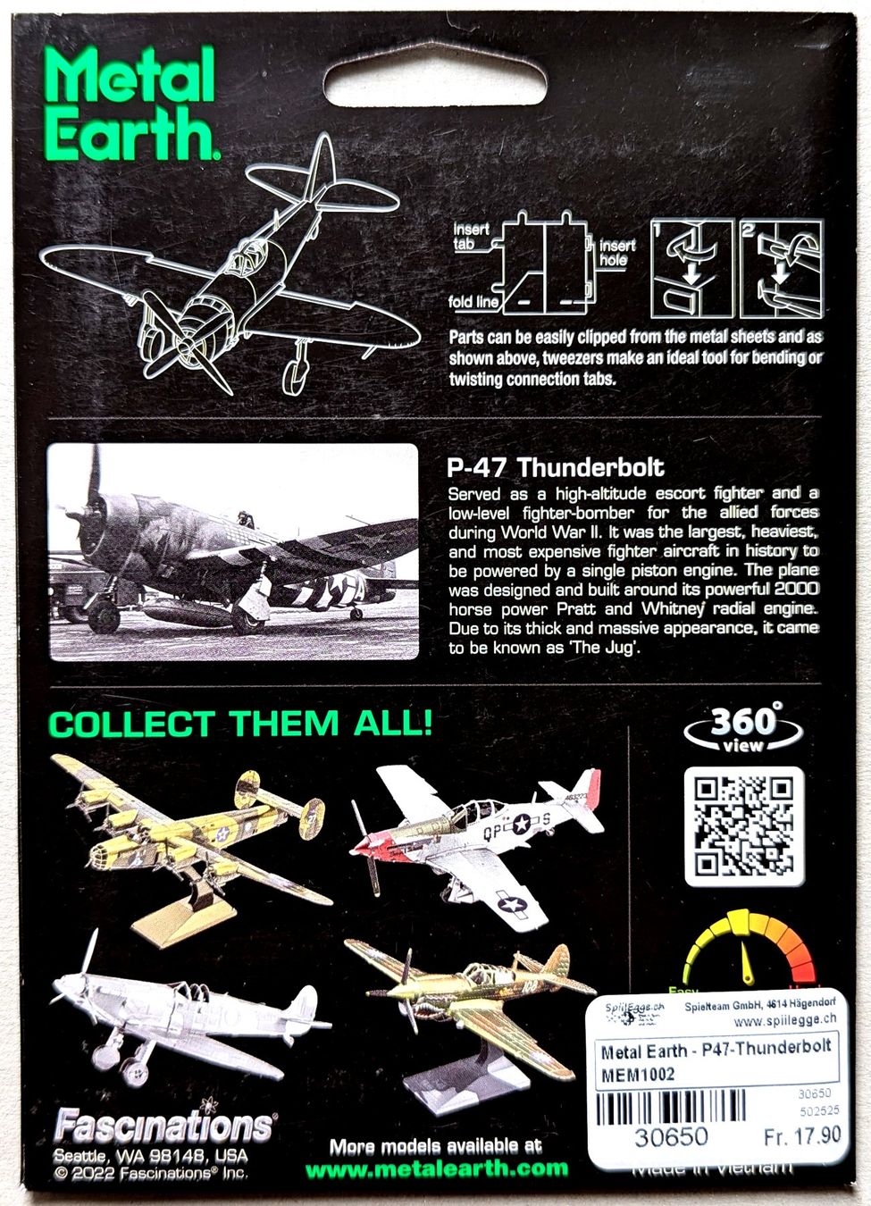 Modellbausätze & Standmodelle: Metal Earth-Bausatz "P-47 THUNDERBOLT", Maßstab 1/94 – Neu und originalverpackt aus Olten von J.Cooper58 1
