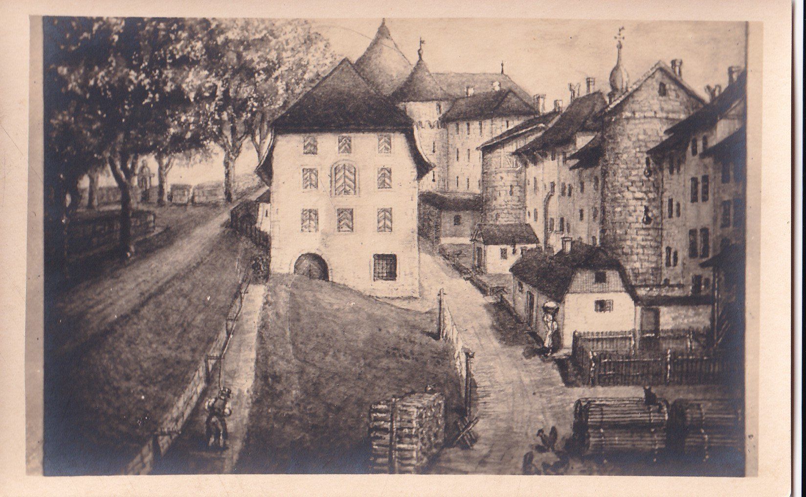 Ansichtskarten: Solothurn Teilansicht Aquarell-Vorlage – Gebraucht aus Olten von clotaldi