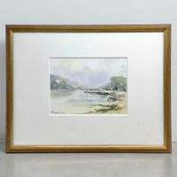 Pascal GONTHIER - paysage lacustre à l'aquarelle sur carton