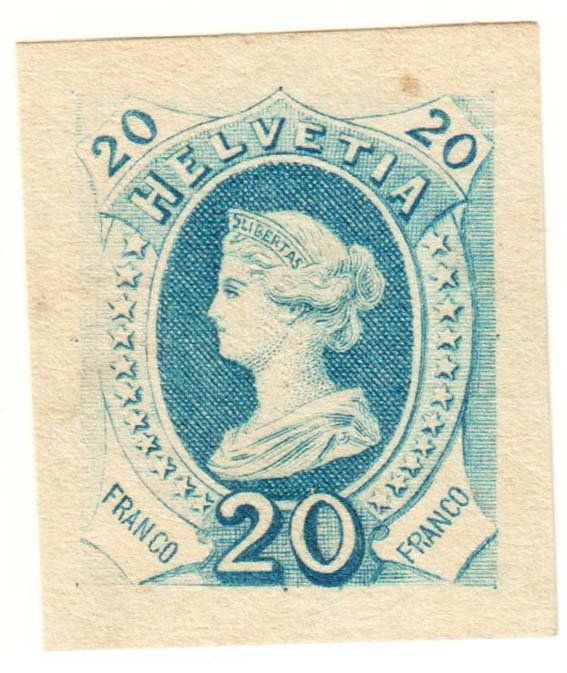 Tutti i francobolli: 1880  20Rp. LIBERTAS-Essai – Nuovo (secondo la descrizione) da Heerbrugg venduto da Swissphila