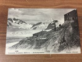 Alte Ansichtskarte Concordia Klubhütte Aletschgletscher