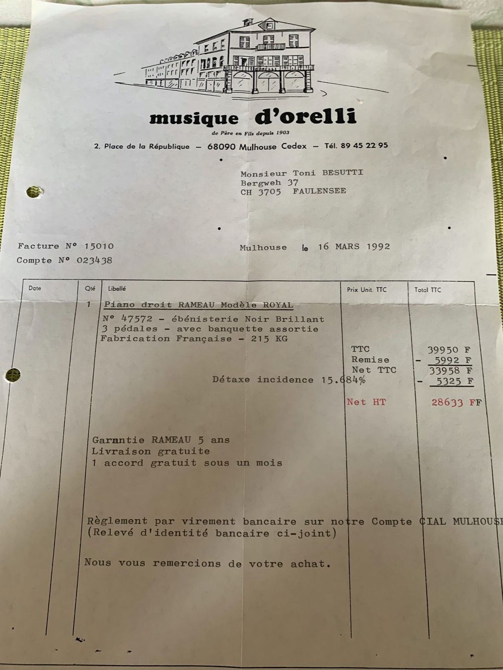 Strumenti musicali: Klavier Rameau Royal – Usato da Hünibach venduto da Cp30 6