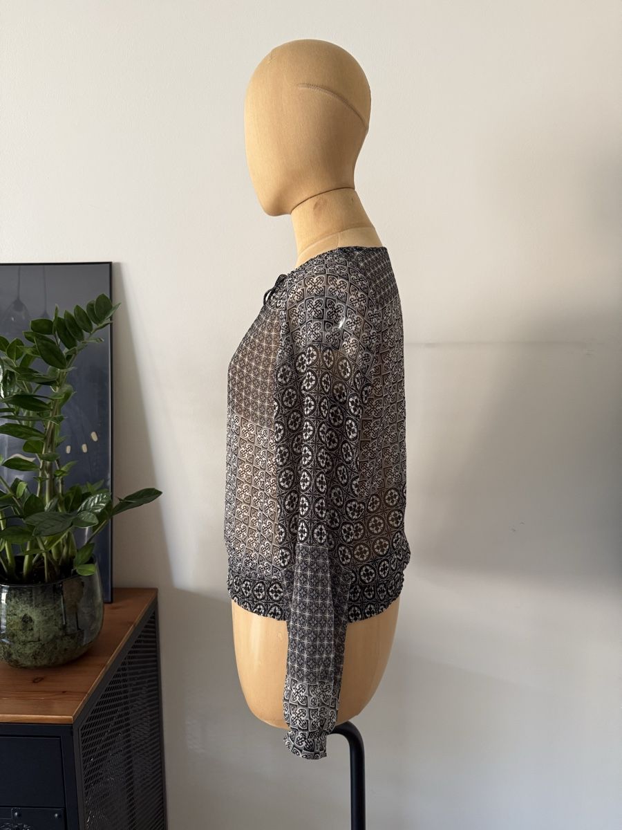 Camicette: Boho Damenbluse Schwarz Weiß Langarm Gr. M Casual – Usato da Lugano venduto da rebecca.wardrobe 5