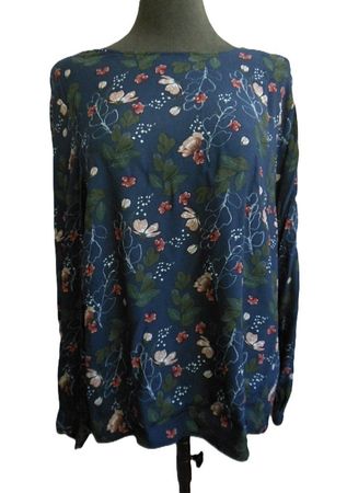ca. Gr. 46 FIRE&GLORY Tunika blau Blumen Viskose s.Masse