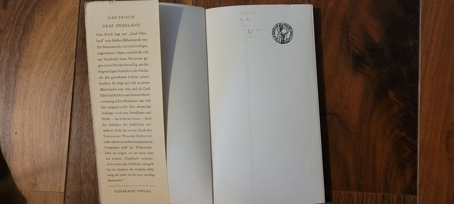Libri: Max Frisch - Graf Öderland – Usato da Winterthur venduto da furrerlu 1
