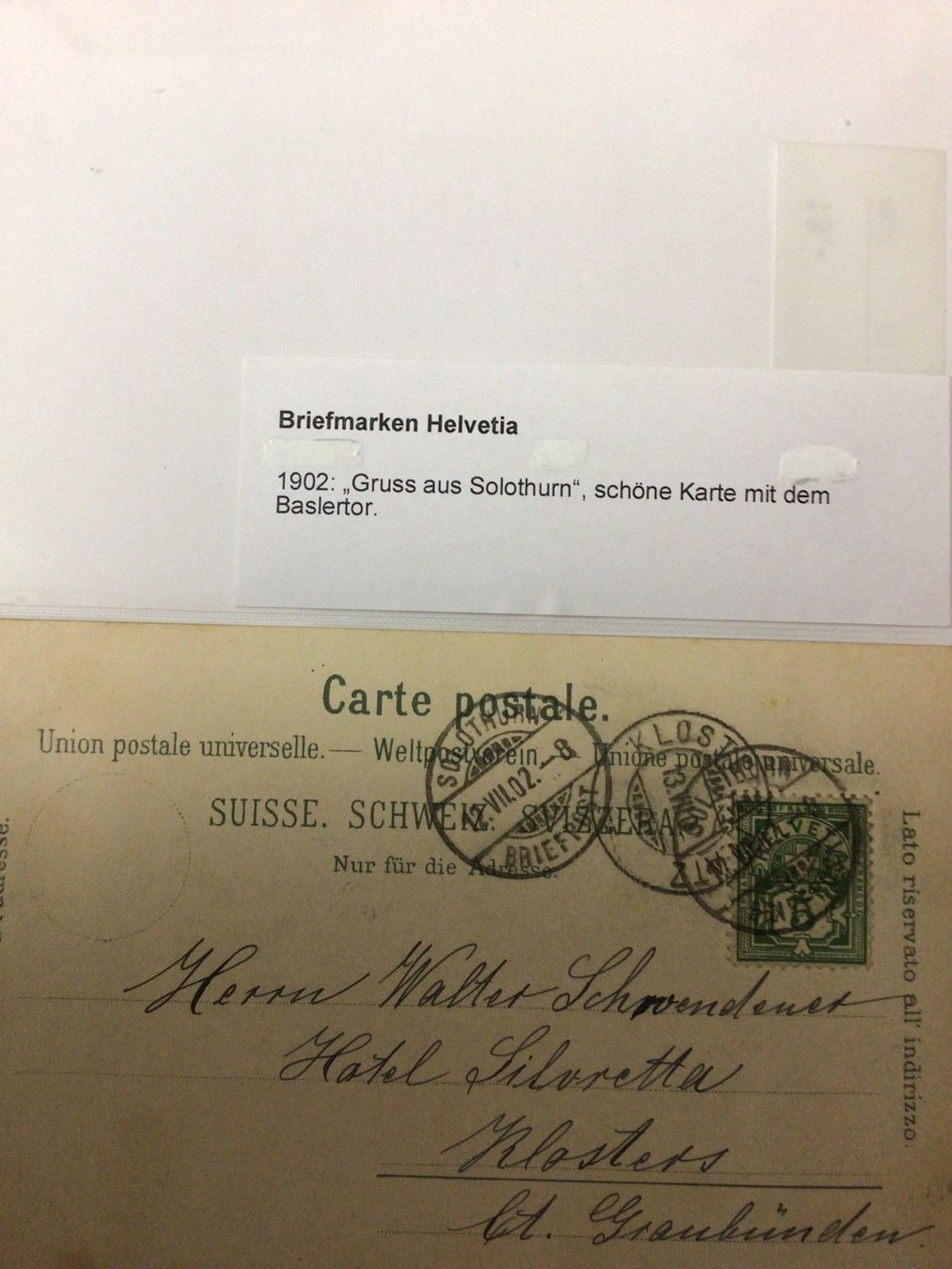 Cartoline postali: Ansichtskarte Gruss aus Solothurn Baselstor 1902 mit Stempel – Usato da Lohn-Ammannsegg venduto da stefanluter 1