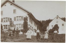 Landwirtschaft/Bauernfamilie mit Kuh 1910 AG/BL??