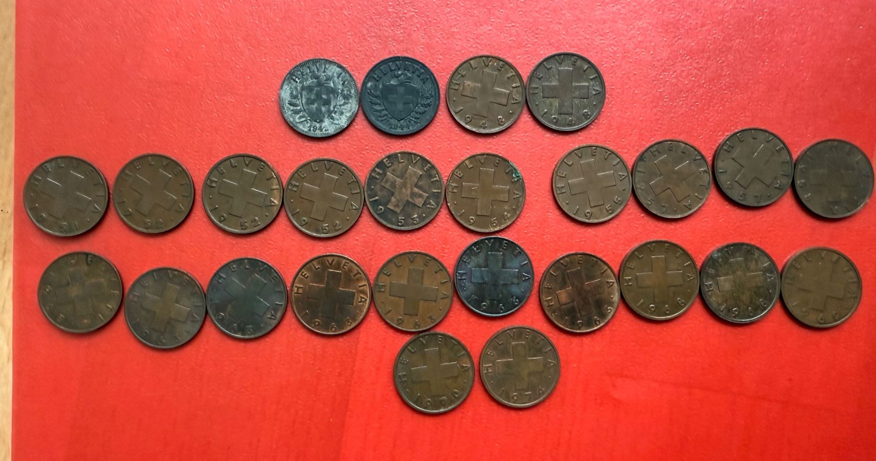 Tutti le monete: 26 pièces de 2 centimes de 1942 à 1974 – Usato da Colombier NE venduto da chippie09