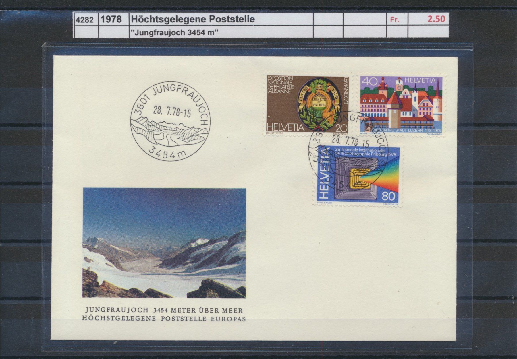 Alle Briefmarken: 1978 Höchtsgelegene  Poststelle "Jungfraujoch" – Gebraucht aus Winterthur von Zupogeru
