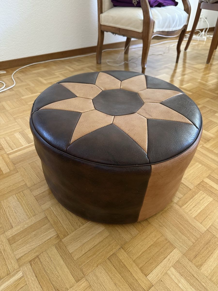 Pouf vintage style années 60–70, brun et cognac (Gebraucht) in Evilard ...
