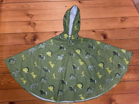 Grösse 122 / 128 Regenponcho grün mit Dinos für Fahrradsitz