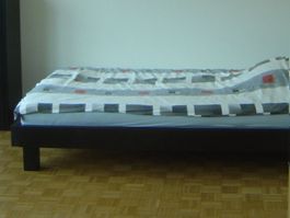 Bett Massivholz mit Lattenrost und Matratze 220 x 120 cm