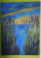 Gemälde, See bei Sonnenuntergang, 60x80 handmade