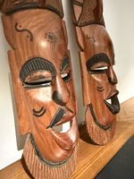 Marokkanische Schutzmasken aus Massivholz 2er Set