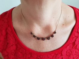 Collier Granat, Tombak, Antik, sehr guter Zustand, L-42 cm