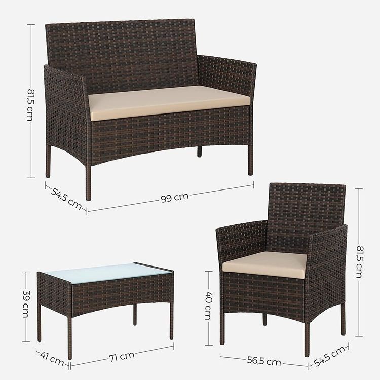 Set di tavolo e panche: Balkonmöbel Gartenmöbel Set Polyrattan Lounge Braun JONAS – Nuovo e nell'imballaggio originale da Lachen SZ venduto da MAMORU-MOEBEL 7
