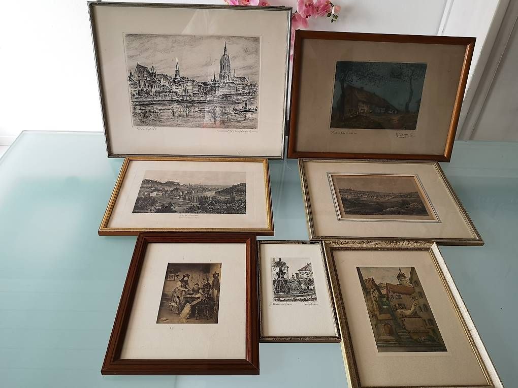 Gemälde: Lot de 11 tableaux - aquarelles - gravures etc.. – Gebraucht aus Bulle von italicum 1