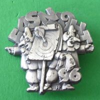Basler Fasnachtsplakette Silber mit Nadel 1996