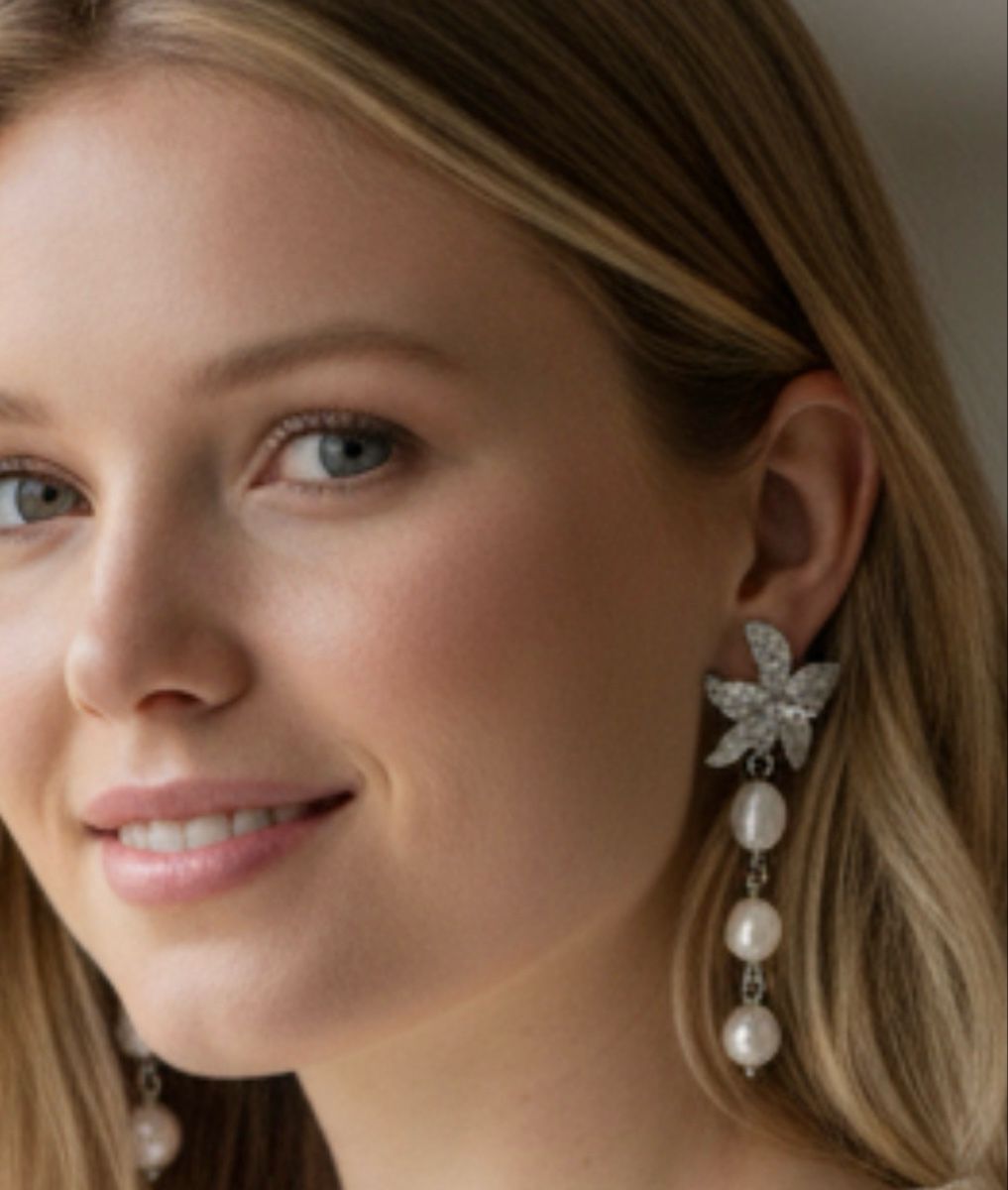Orecchini pendenti & Orecchini a lobo: Elegante Ohrringe Blumen-Design mit Perlen, funkelnde Steine – Nuovo e nell'imballaggio originale da Kriens venduto da Hortensie6 5