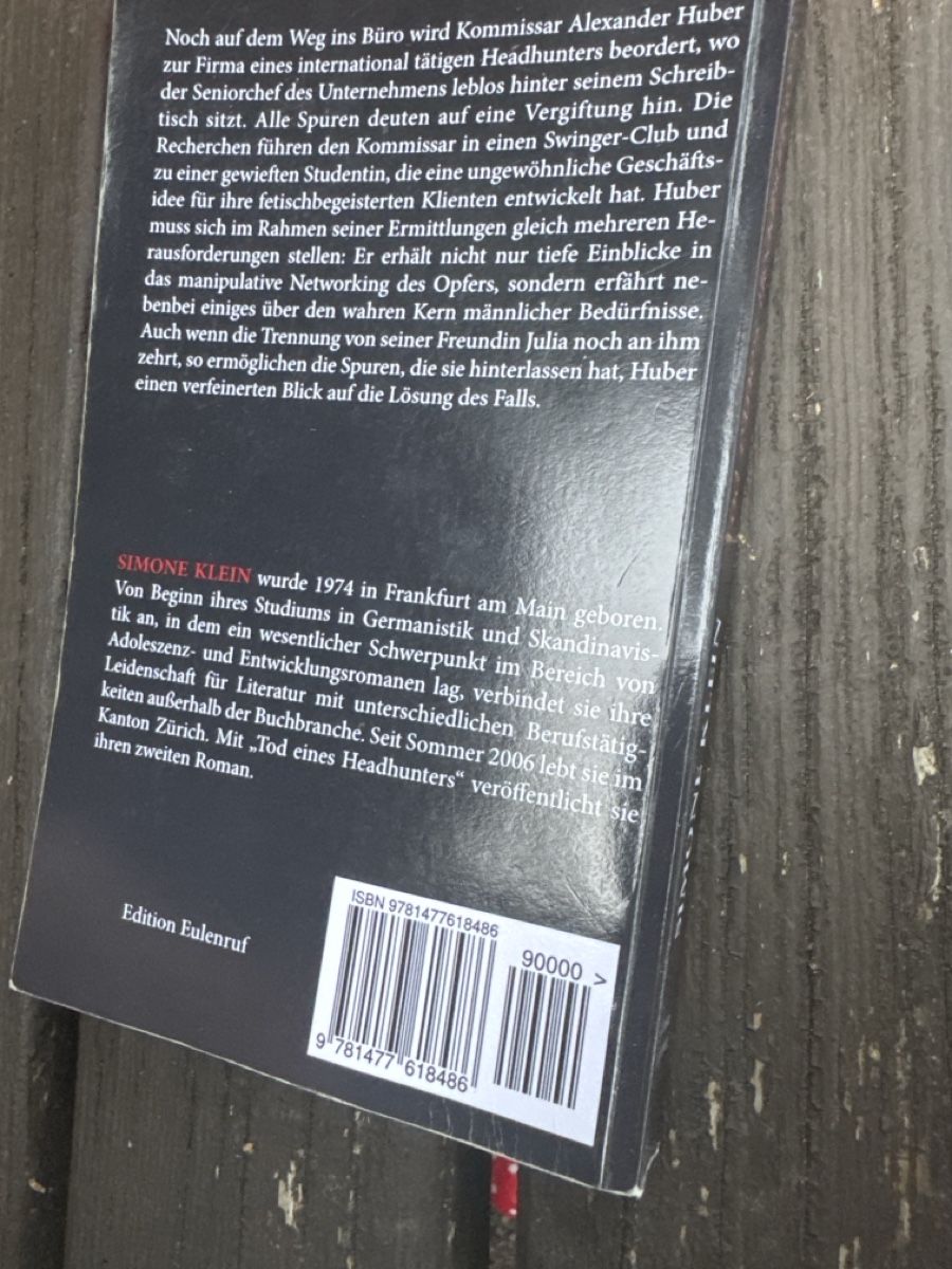 Libri: Kriminalroman Tod eines Headhunters Simone Klein – Usato da Zürich venduto da Belisimo 1