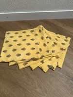 7er Set Stoffservietten, gelb mit blauem Muster, neuwertig