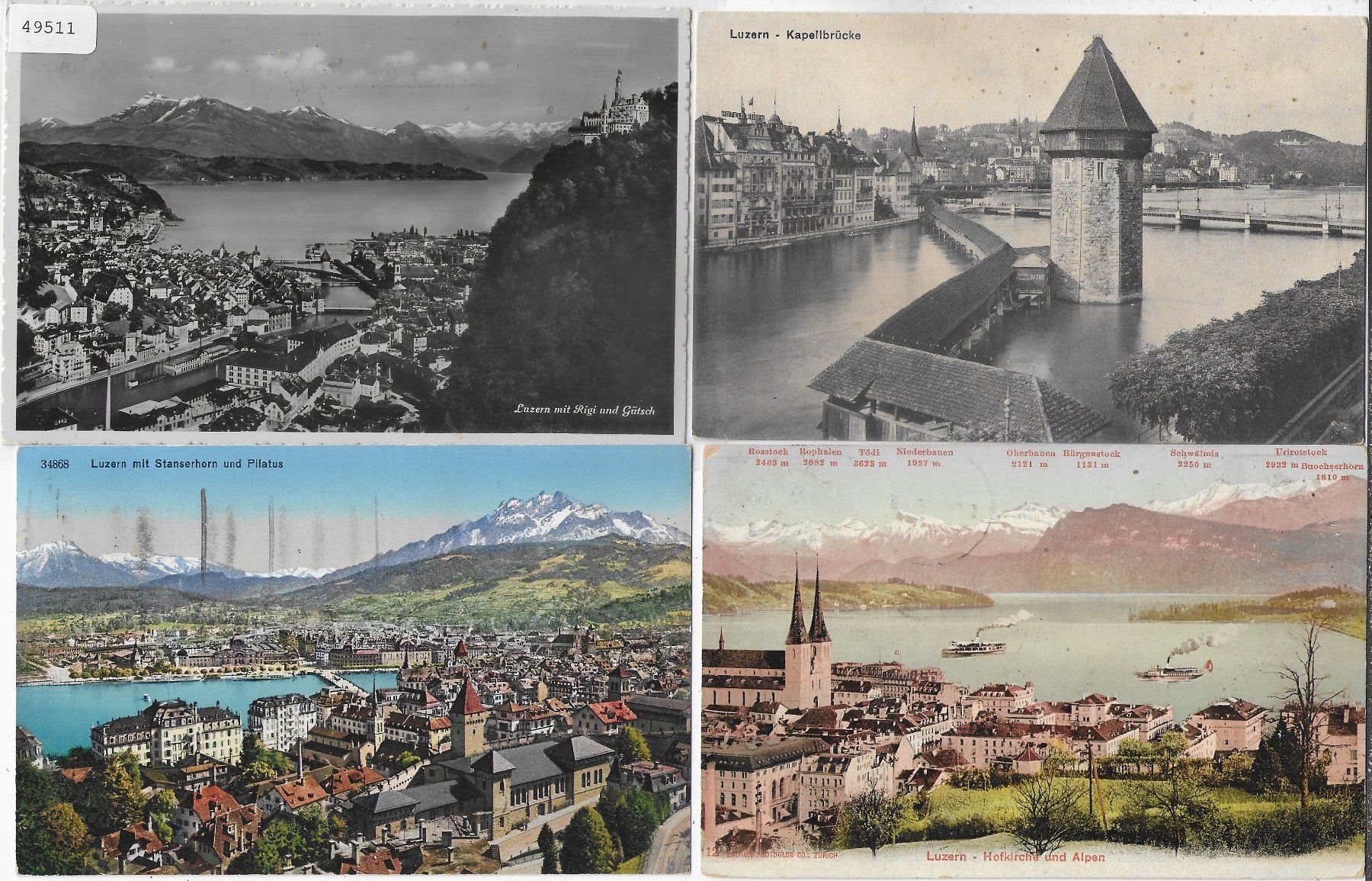 Cartoline postali: 4 AK Luzern – Usato da Ettingen venduto da Kartenplanet