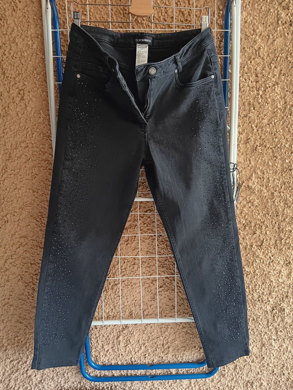 Jeans: DORIS STREICH Edeljeans, Gr. 40, mit Strass, Schwarz, – Usato da Zürich venduto da chr_l98j 9
