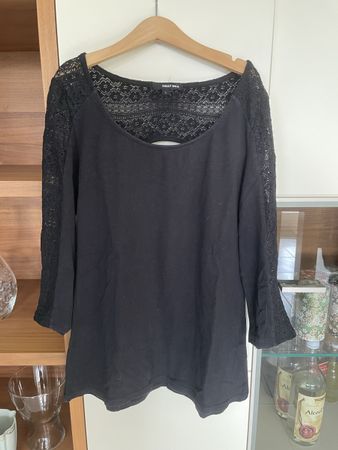 Tally Weijl Shirt, Gr. L, Schwarz, mit Spitze