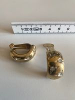 Vintage Modeschmuck, Ohrclips Halbkreole mit Zirkonien