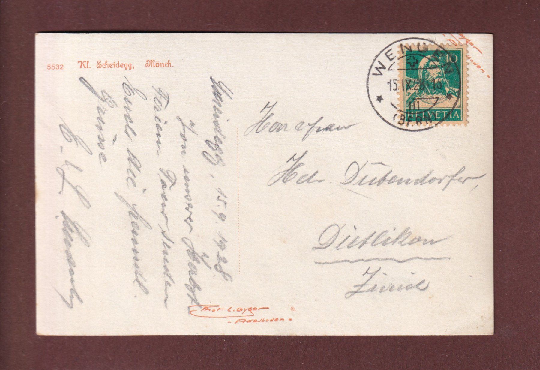 Ansichtskarten: KLEINE SCHEIDEGG - Mönch - 1928 - E. Gyger – Gebraucht aus Pully von nicecards-shop 1
