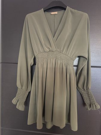 Vestito verde elegante maniche lunghe Made in Italy