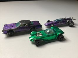 Lot of 3 "RED LINES HOT WHEELS“ Cadillac-Beatnik-F1 1967