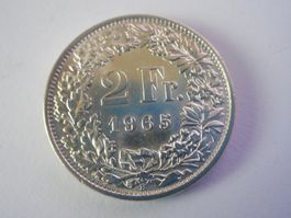 2 Fr. 1965  silber  unz/stgl